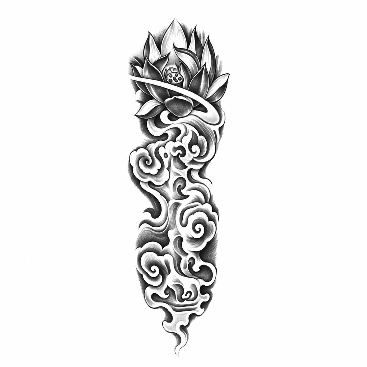 INKC GZQB-009 lichte zwart-grijze tijdelijke tattoo sleeve