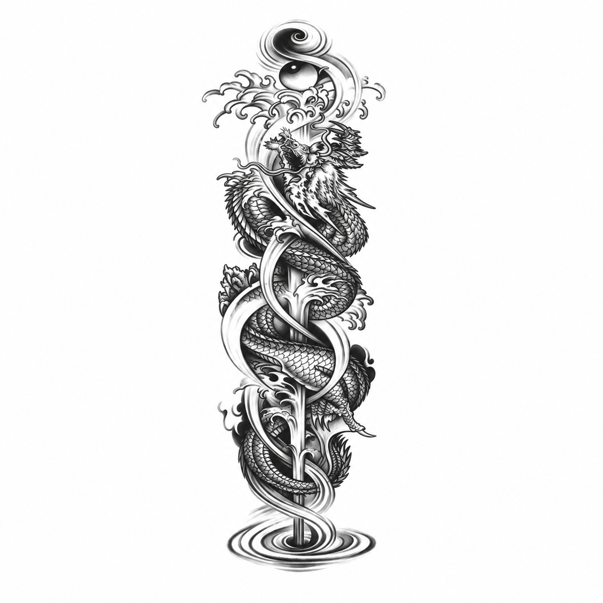 INKC GZQB-014 lichte zwart-grijze tijdelijke tattoo sleeve