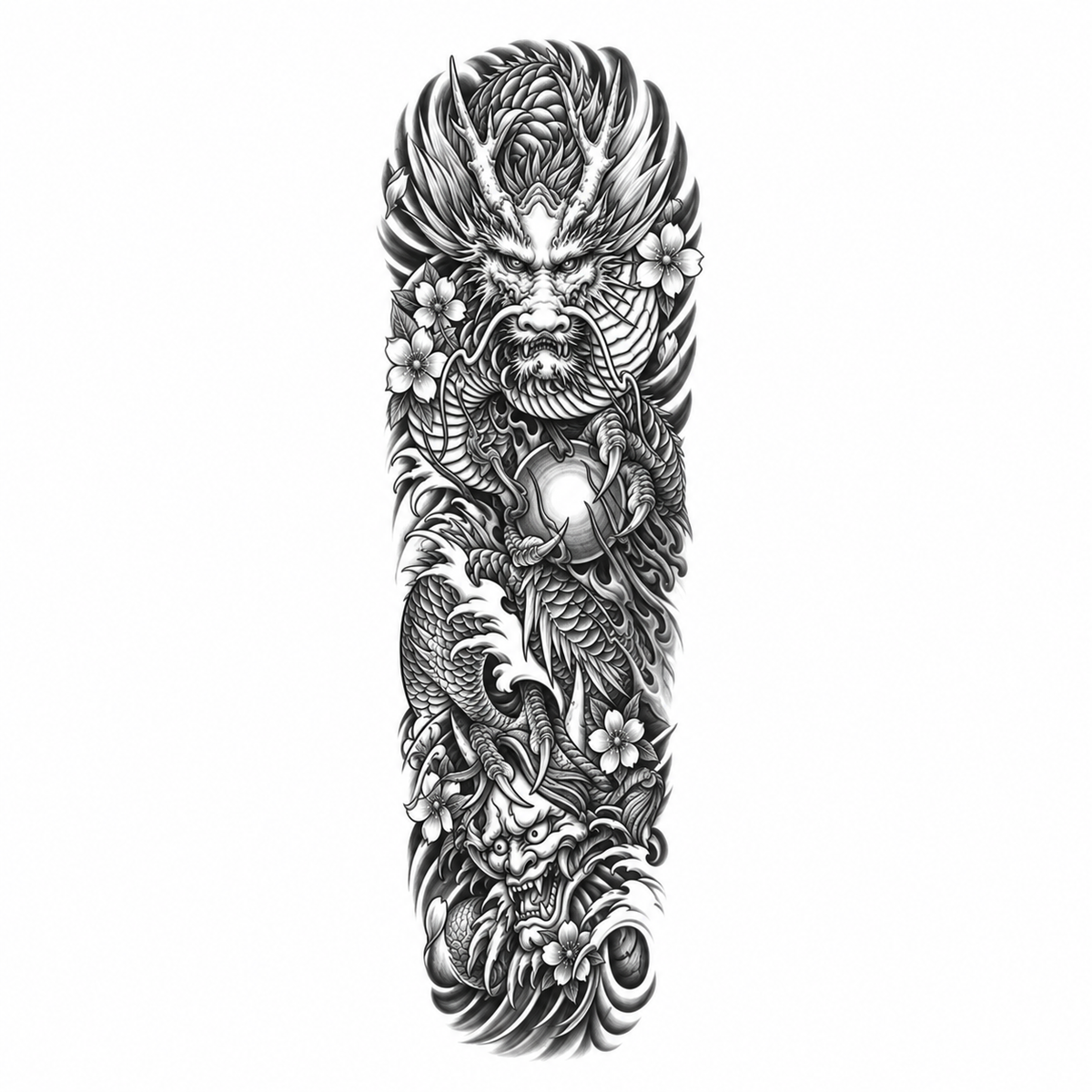 INKC GZQB-031 lichte zwart-grijze tijdelijke tattoo sleeve
