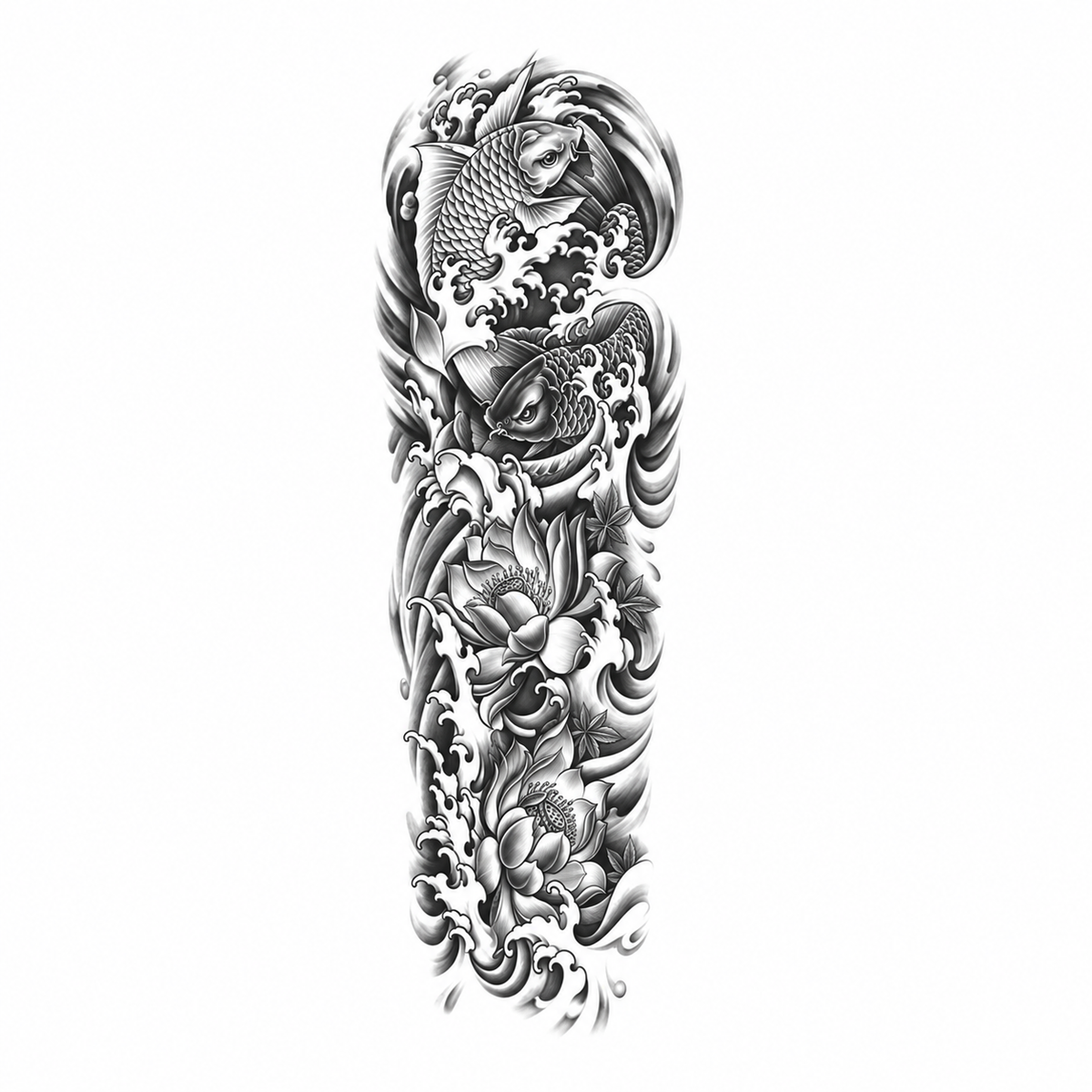INKC GZQB-036 lichte zwart-grijze tijdelijke tattoo sleeve