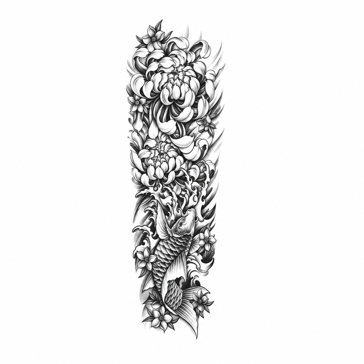INKC GZQB-041 lichte zwart-grijze tijdelijke tattoo sleeve