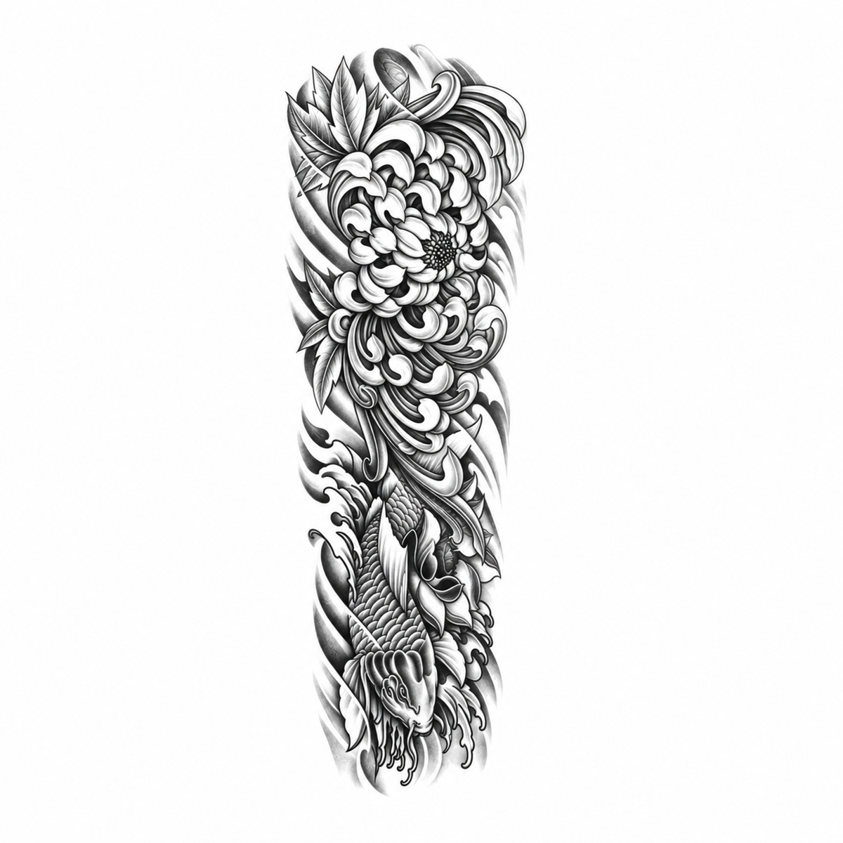 INKC GZQB-042 lichte zwart-grijze tijdelijke tattoo sleeve