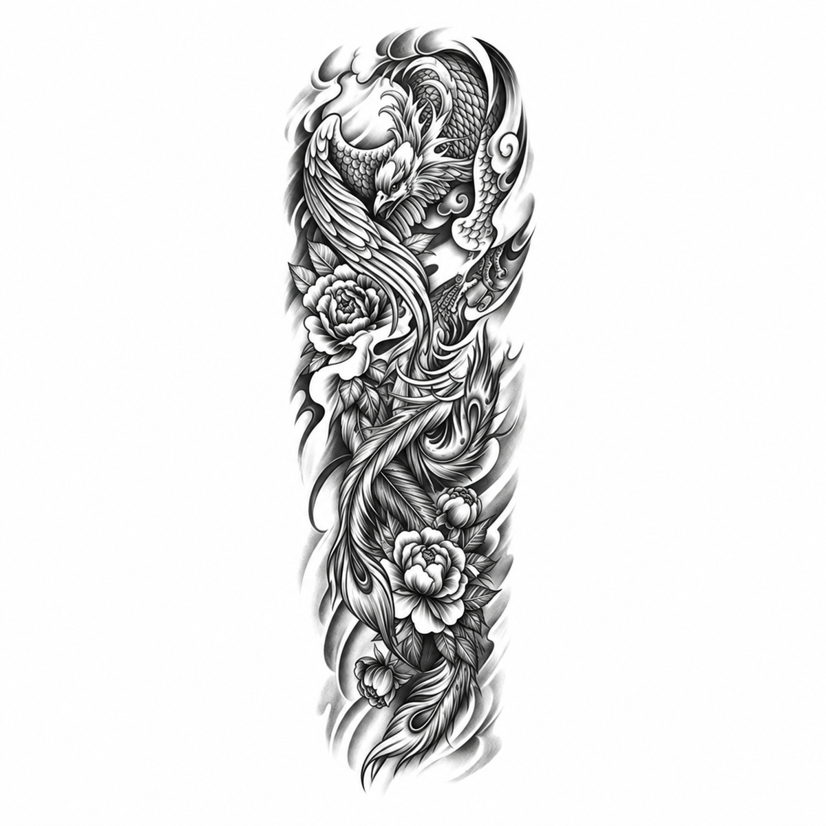INKC GZQB-044 lichte zwart-grijze tijdelijke tattoo sleeve