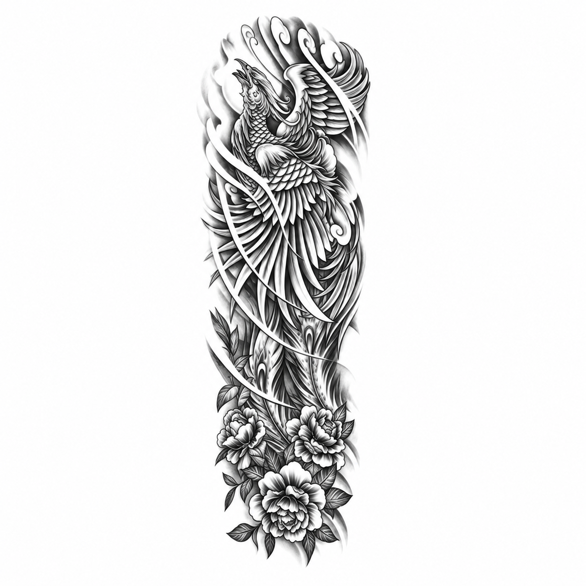 INKC GZQB-047 lichte zwart-grijze tijdelijke tattoo sleeve
