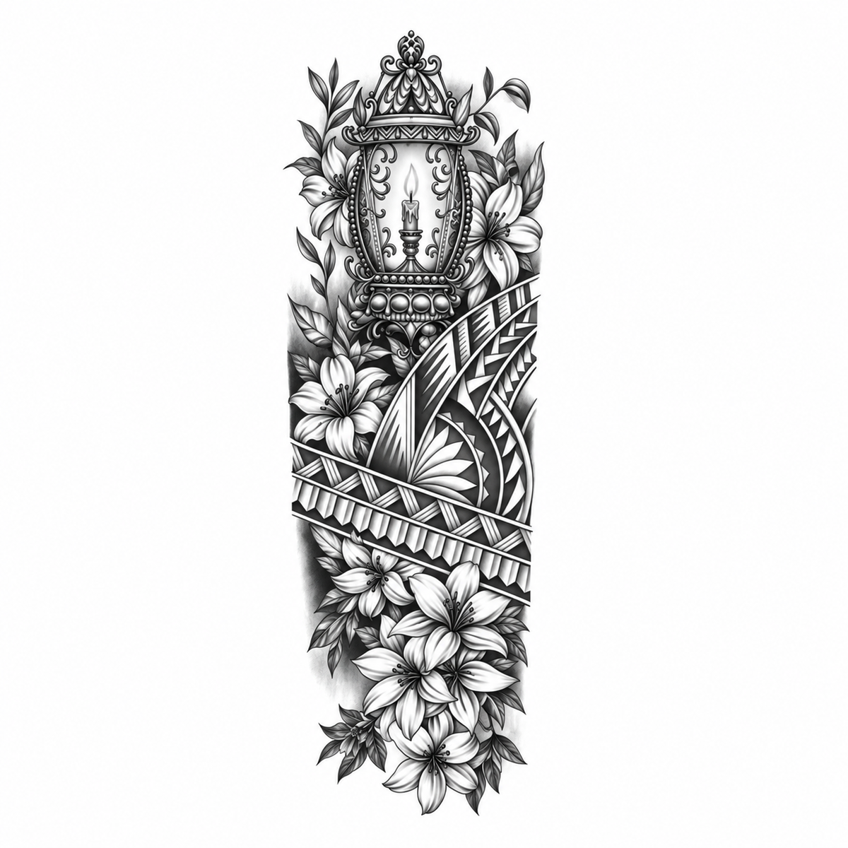 INKC GZQB-051 lichte zwart-grijze tijdelijke tattoo sleeve