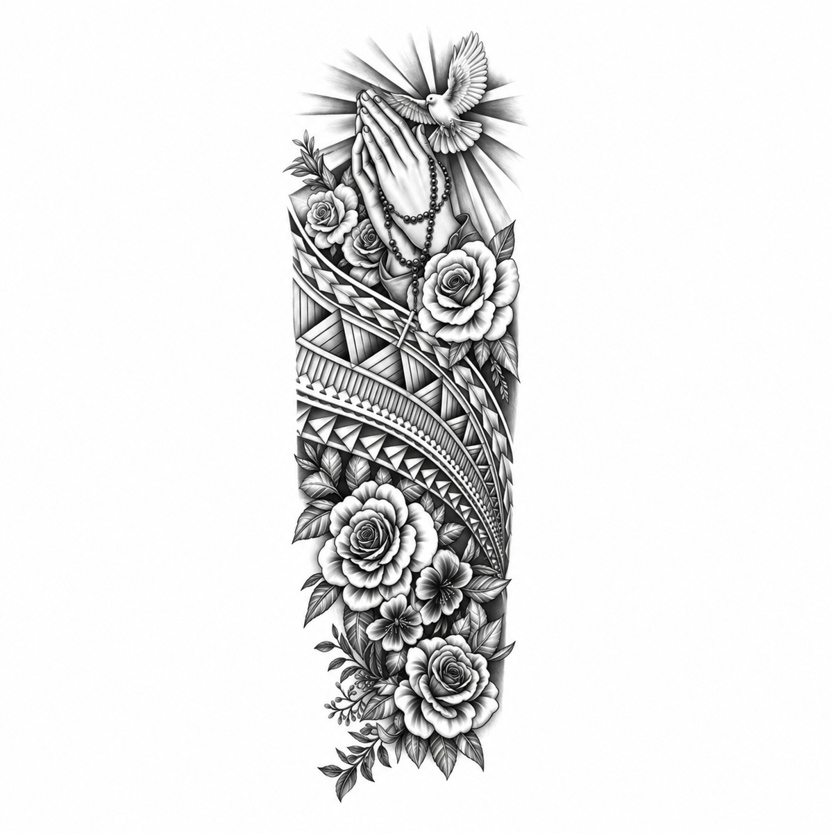 INKC GZQB-052 lichte zwart-grijze tijdelijke tattoo sleeve