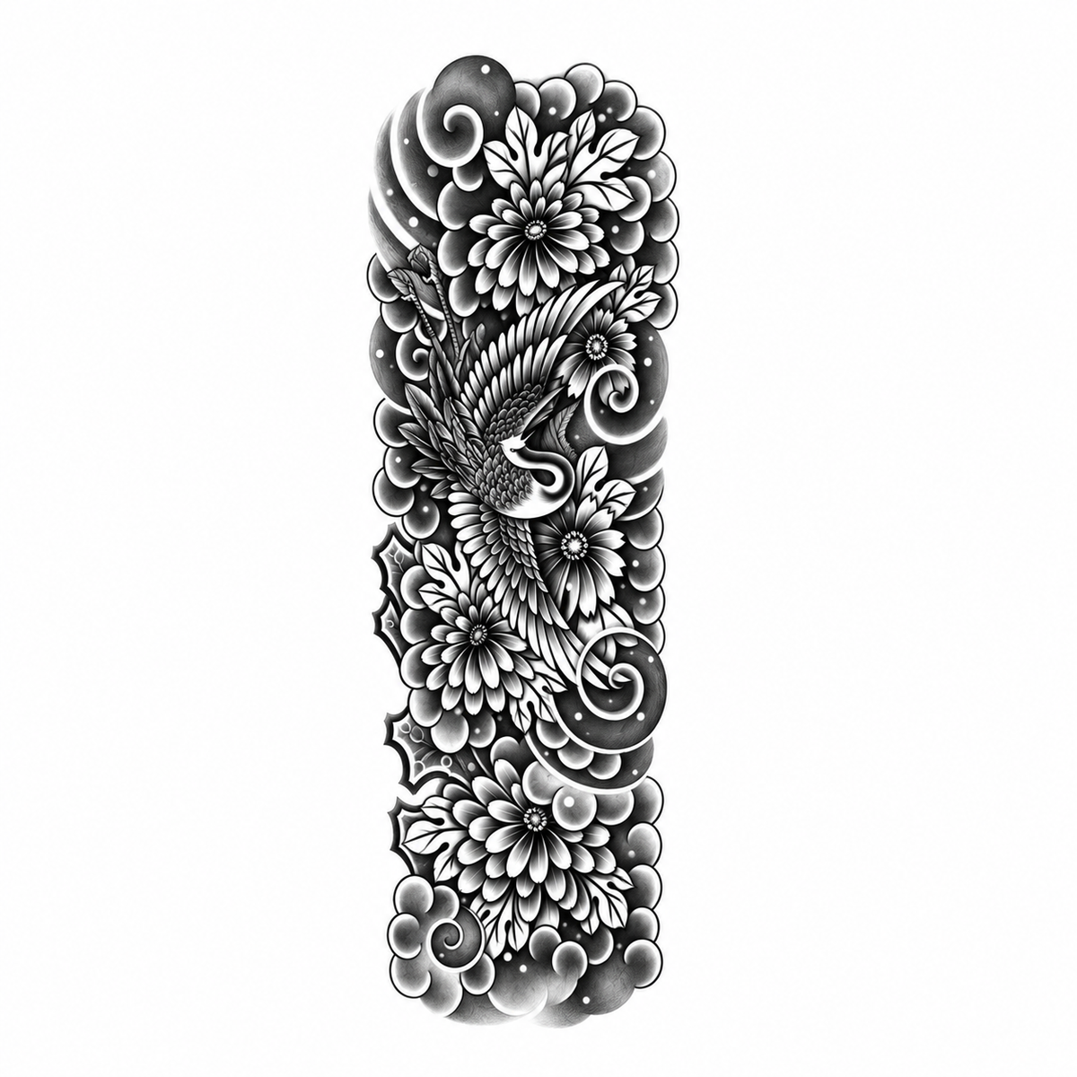 INKC GZQB-070 lichte zwart-grijze tijdelijke tattoo sleeve