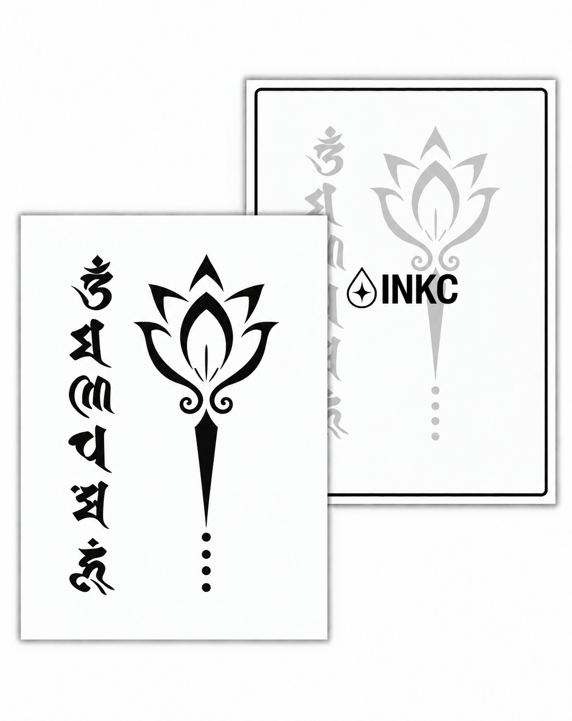 INKC GZX-081 Lotus & Mantra tijdelijke tattoo, 8 x 11 cm