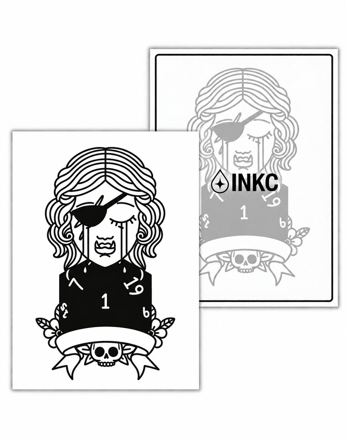 INKC GZX-105 Piratengodin tijdelijke tattoo, 8 x 11 cm