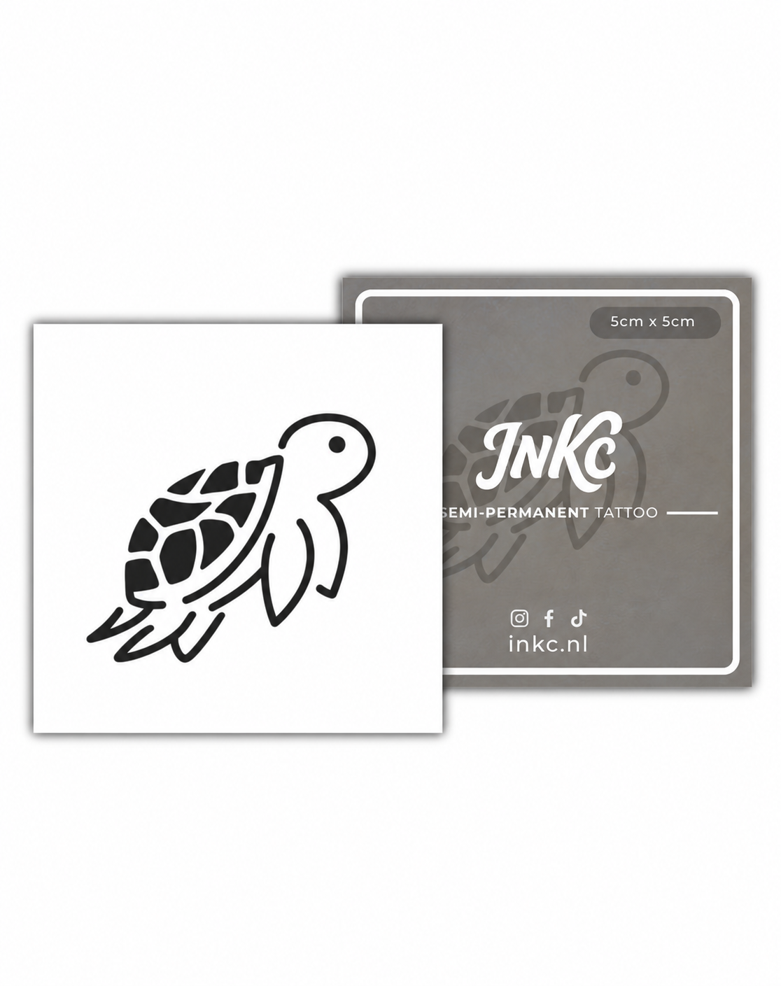 Zwarte Zeeschildpad tijdelijke tattoo van INKC, 5x5 cm (A-069)