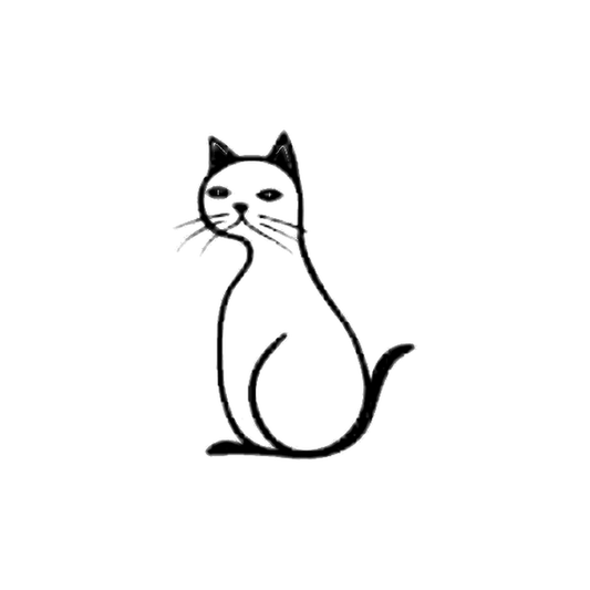 Zwarte Zittende Kat tijdelijke tattoo van INKC, 5x5 cm (A-070)