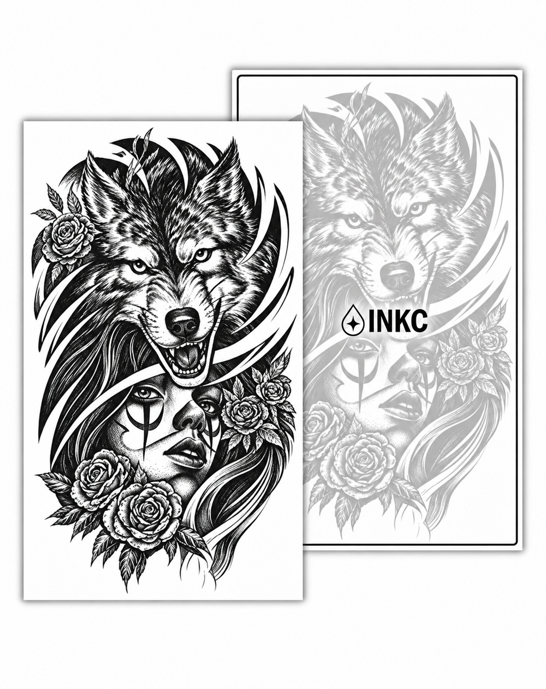 Wolf en Vrouw met Rozen – INKC GZ-1087