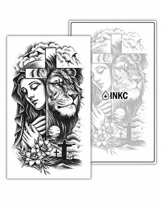 Maria en Leeuw tijdelijke tattoo van INKC