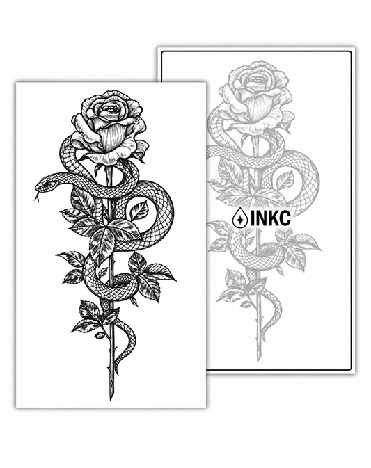 Slang rond Roos tijdelijke tattoo van INKC