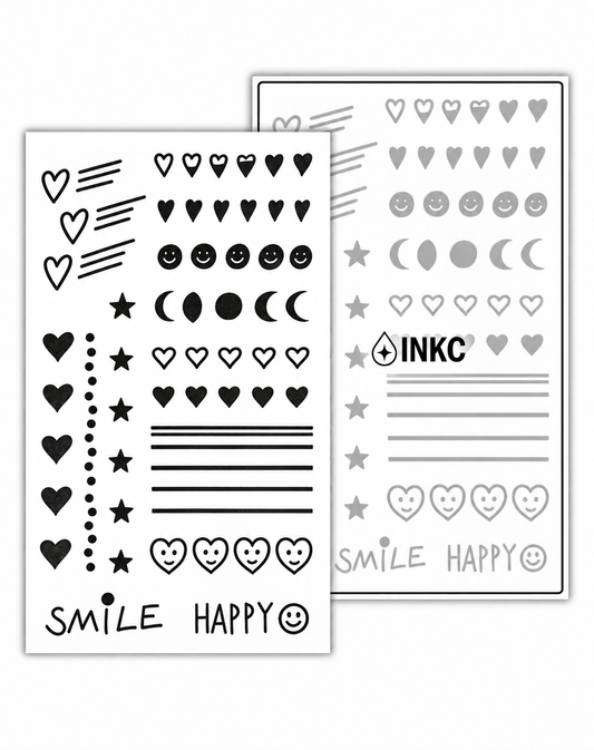 Hartjes en Smileys Set tijdelijke tattoo van INKC