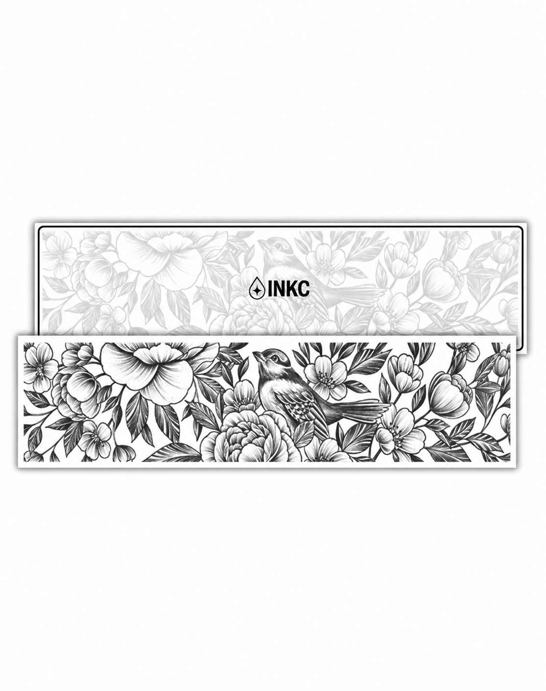 Bloemenvogelband – tijdelijke tattoo 6,5 x 24 cm – INKC GZBH-026