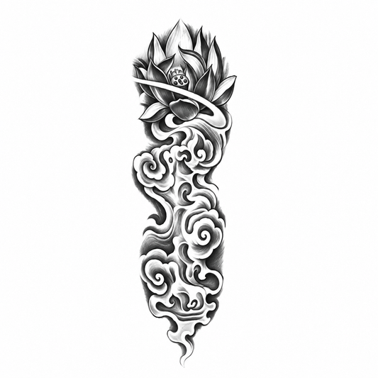 INKC GZQB-009 lichte zwart-grijze tijdelijke tattoo sleeve