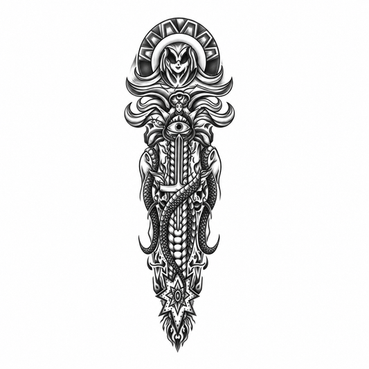 INKC GZQB-013 lichte zwart-grijze tijdelijke tattoo sleeve