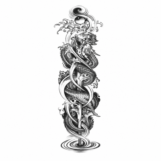 INKC GZQB-014 lichte zwart-grijze tijdelijke tattoo sleeve