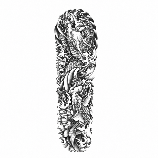 INKC GZQB-018 lichte zwart-grijze tijdelijke tattoo sleeve