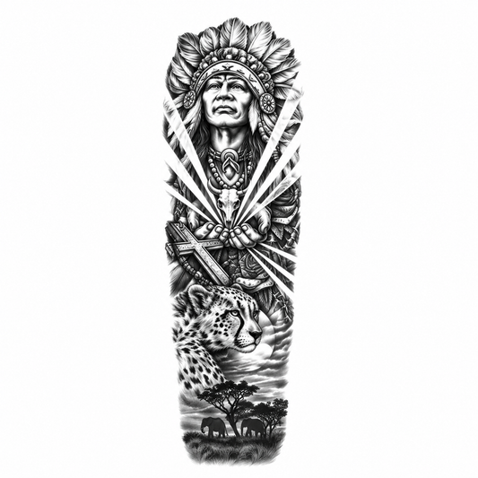 INKC GZQB-025 lichte zwart-grijze tijdelijke tattoo sleeve