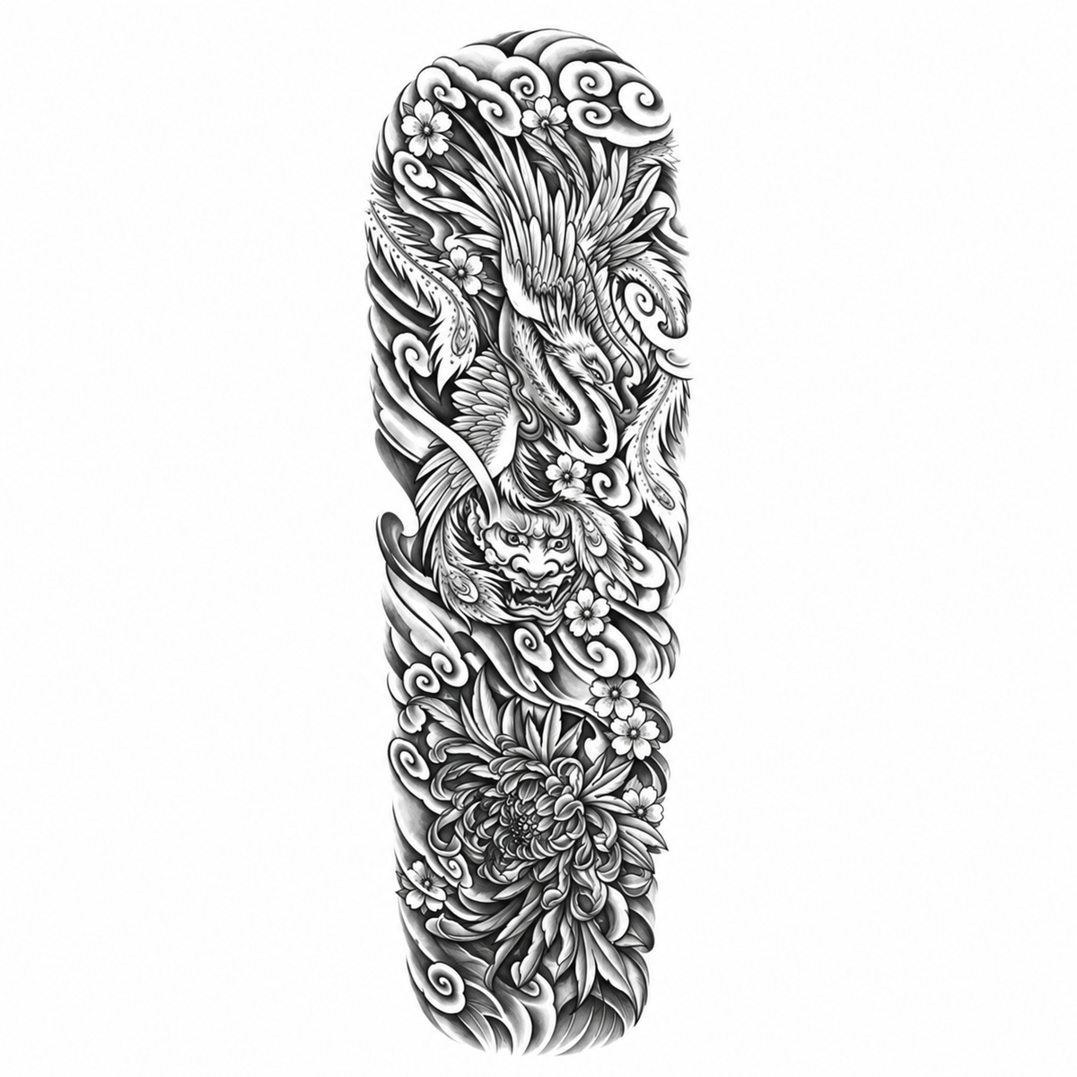 INKC GZQB-029 lichte zwart-grijze tijdelijke tattoo sleeve
