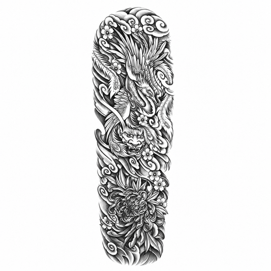 INKC GZQB-029 lichte zwart-grijze tijdelijke tattoo sleeve