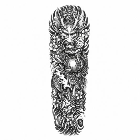 INKC GZQB-031 lichte zwart-grijze tijdelijke tattoo sleeve