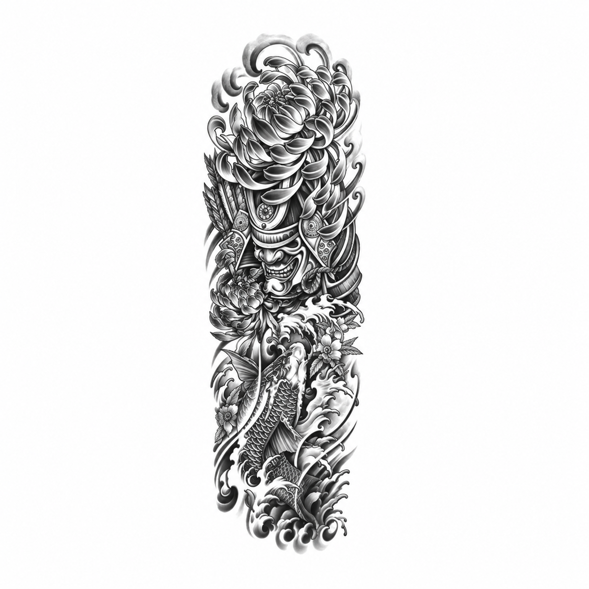 INKC GZQB-032 lichte zwart-grijze tijdelijke tattoo sleeve