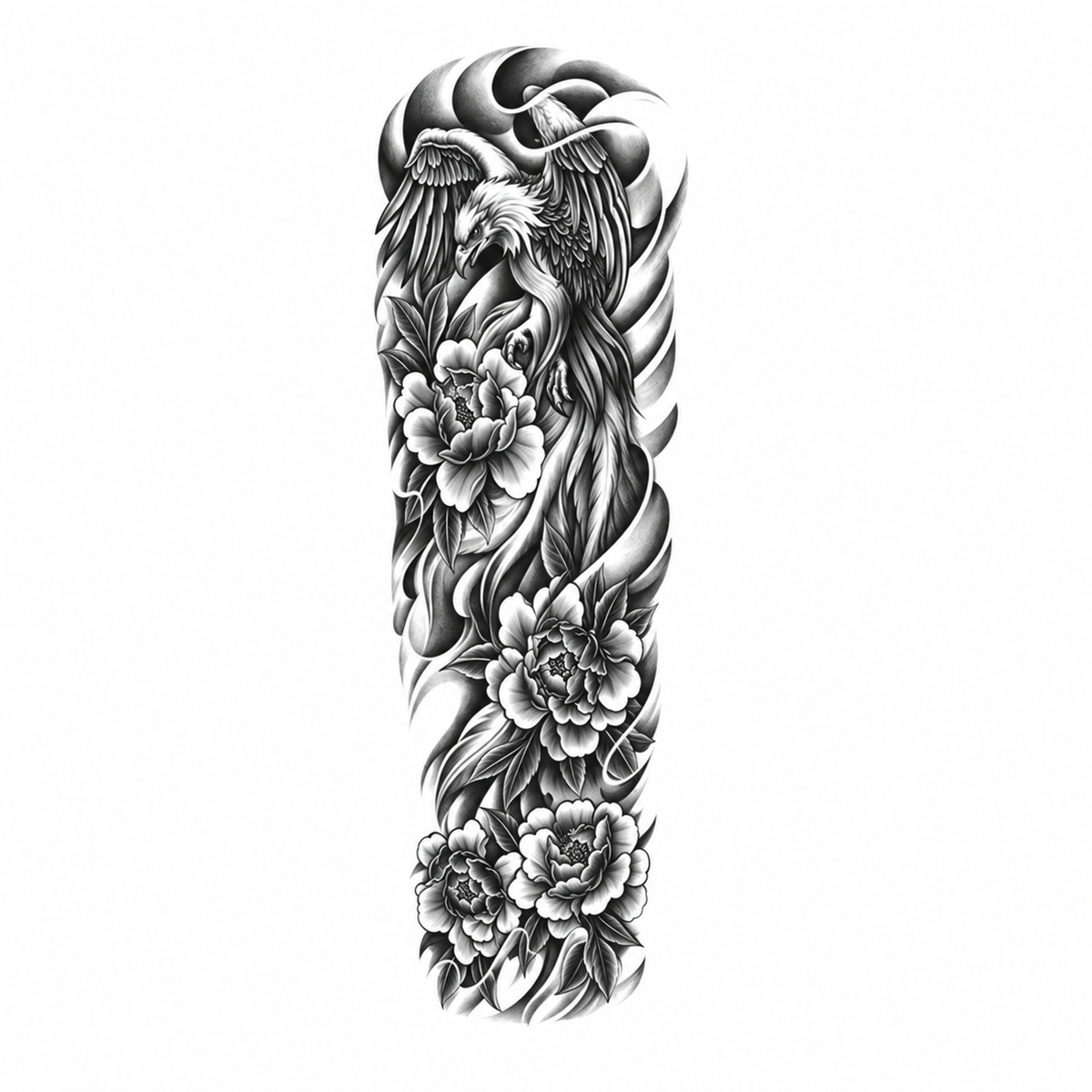 INKC GZQB-033 lichte zwart-grijze tijdelijke tattoo sleeve