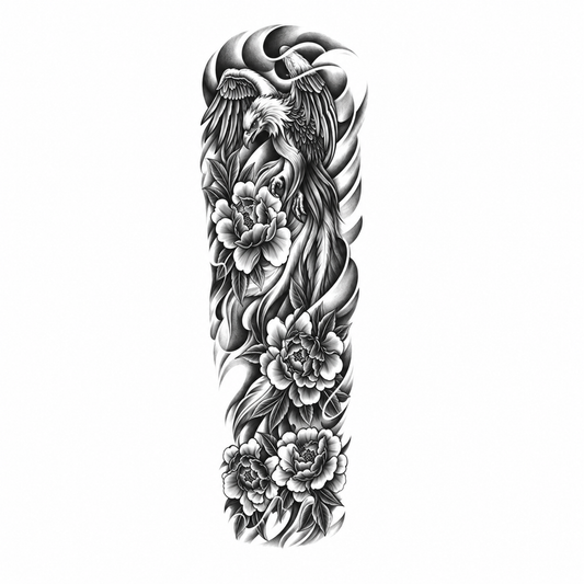 INKC GZQB-033 lichte zwart-grijze tijdelijke tattoo sleeve