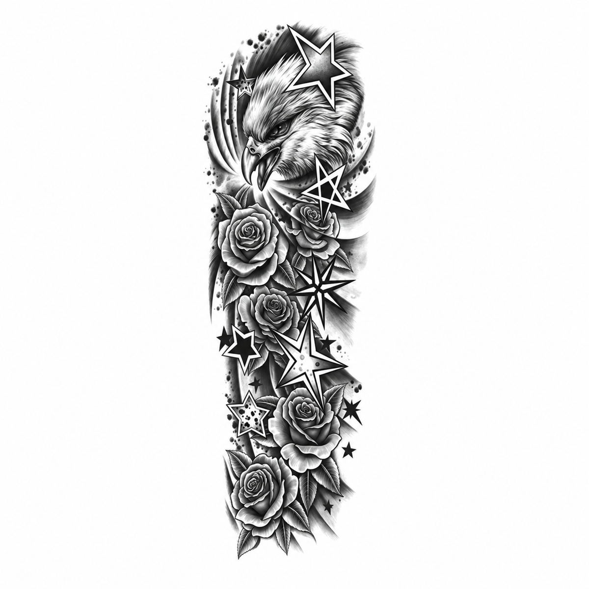 INKC GZQB-035 lichte zwart-grijze tijdelijke tattoo sleeve