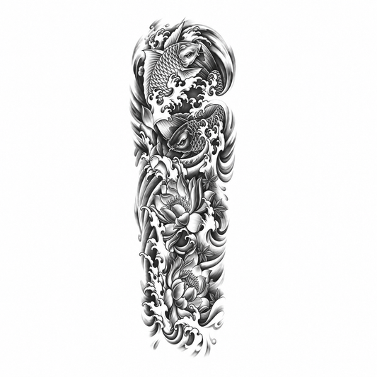 INKC GZQB-036 lichte zwart-grijze tijdelijke tattoo sleeve