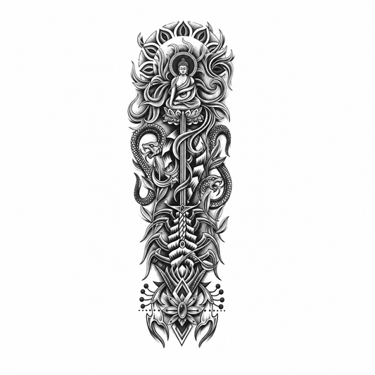 INKC GZQB-038 lichte zwart-grijze tijdelijke tattoo sleeve