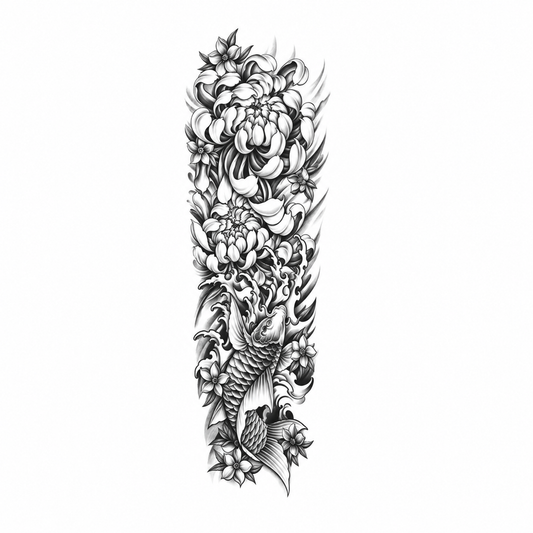 INKC GZQB-041 lichte zwart-grijze tijdelijke tattoo sleeve