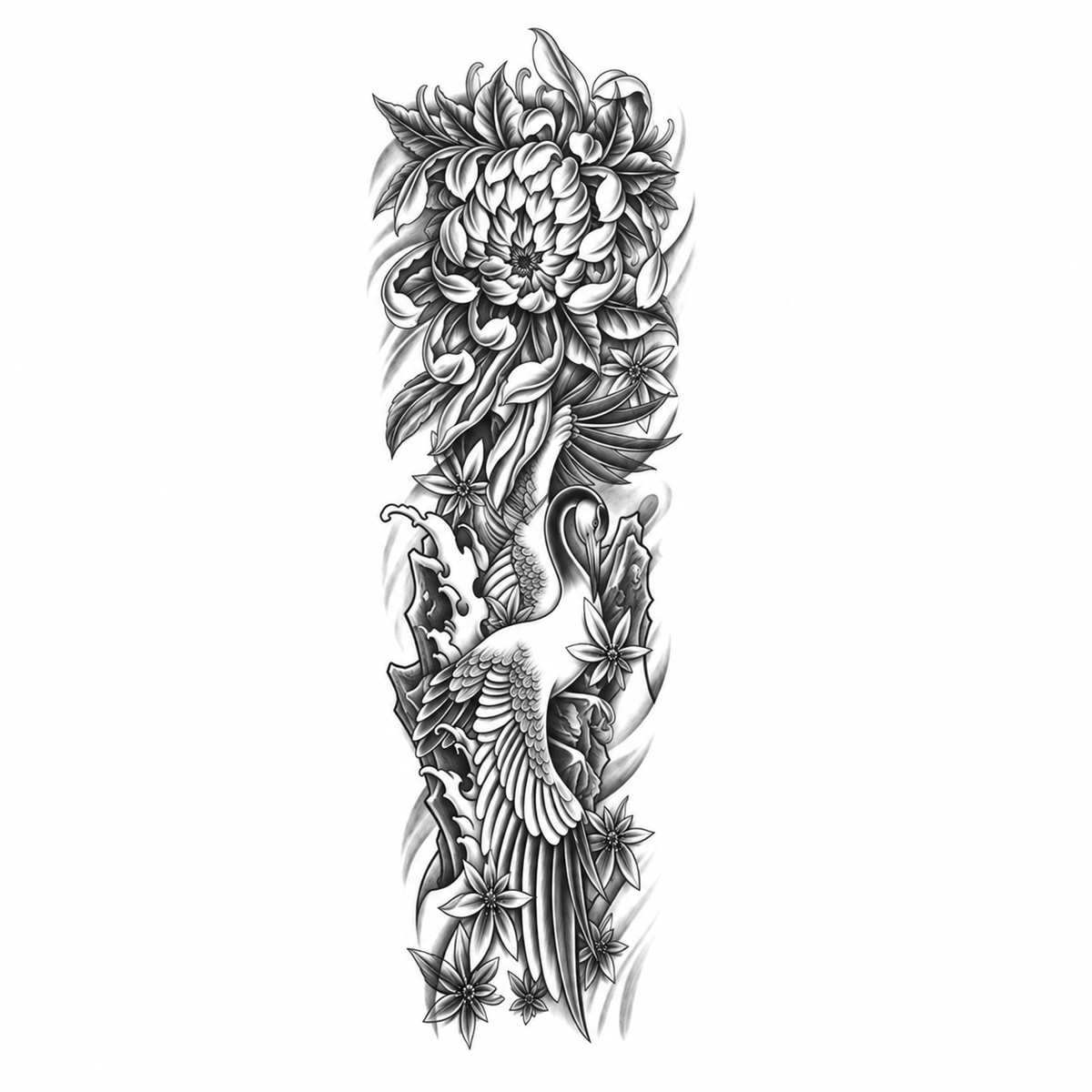 INKC GZQB-043 lichte zwart-grijze tijdelijke tattoo sleeve