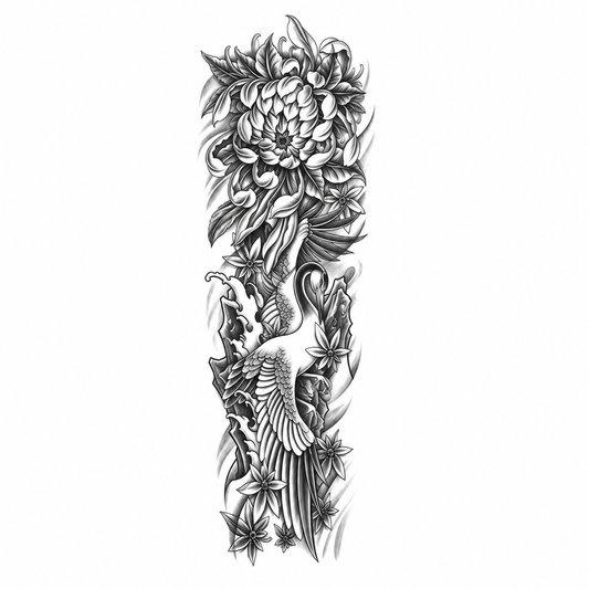 INKC GZQB-043 lichte zwart-grijze tijdelijke tattoo sleeve