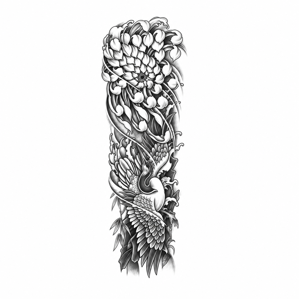 INKC GZQB-045 lichte zwart-grijze tijdelijke tattoo sleeve