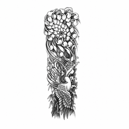 INKC GZQB-045 lichte zwart-grijze tijdelijke tattoo sleeve