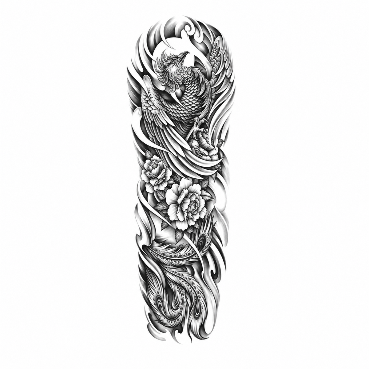 INKC GZQB-046 lichte zwart-grijze tijdelijke tattoo sleeve
