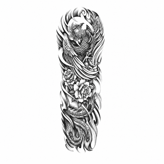INKC GZQB-046 lichte zwart-grijze tijdelijke tattoo sleeve