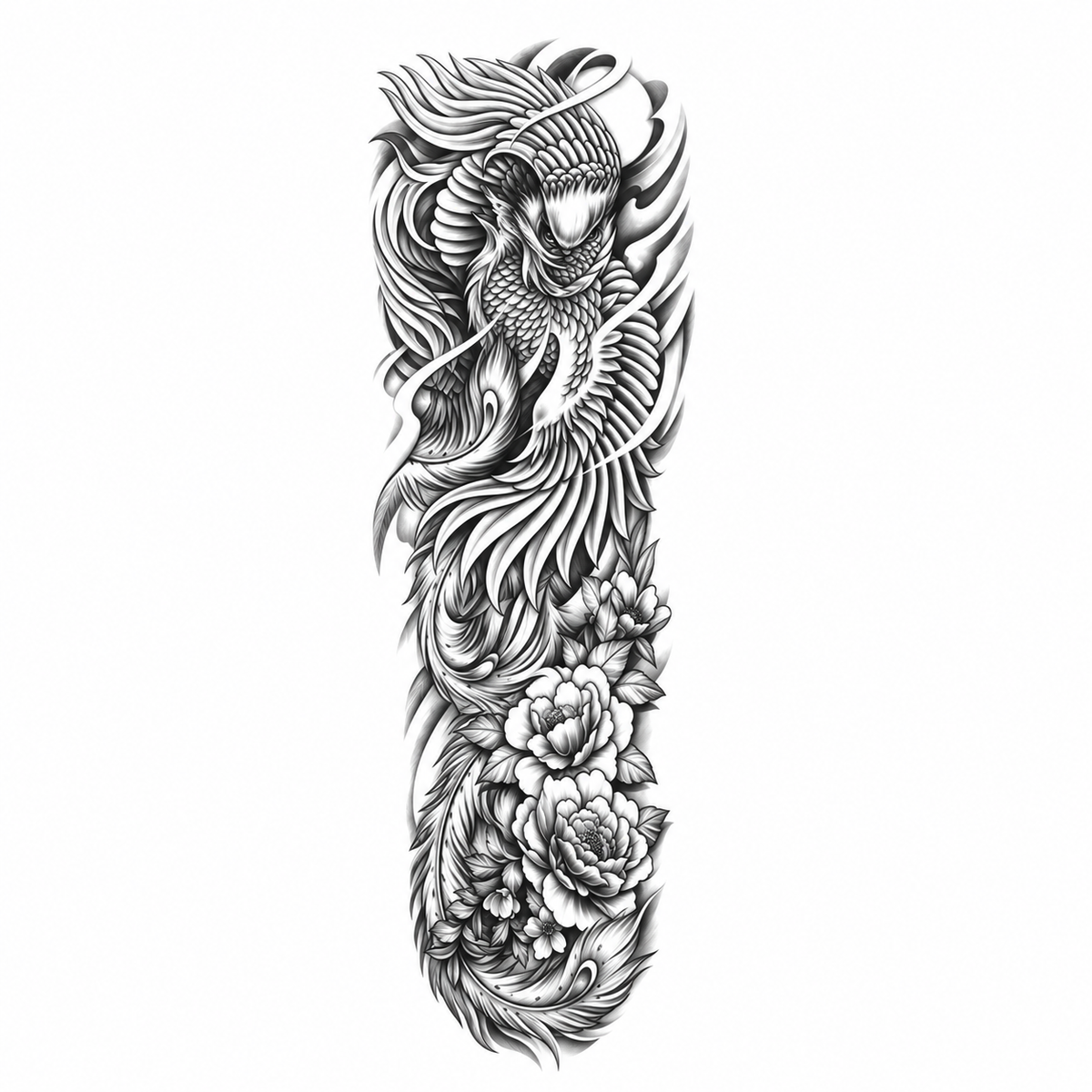 INKC GZQB-048 lichte zwart-grijze tijdelijke tattoo sleeve