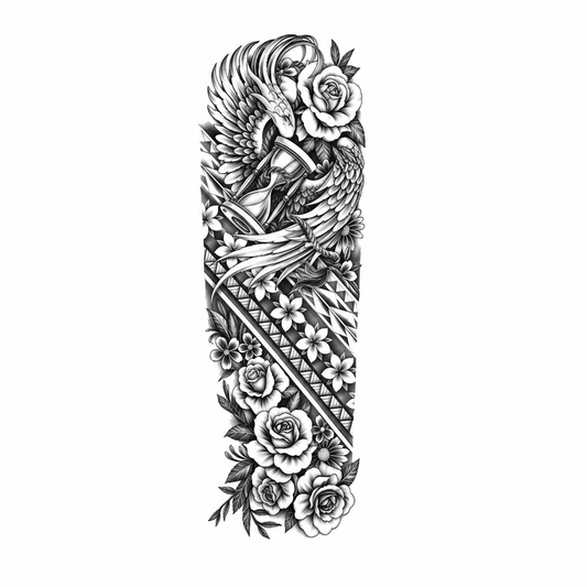 INKC GZQB-049 lichte zwart-grijze tijdelijke tattoo sleeve
