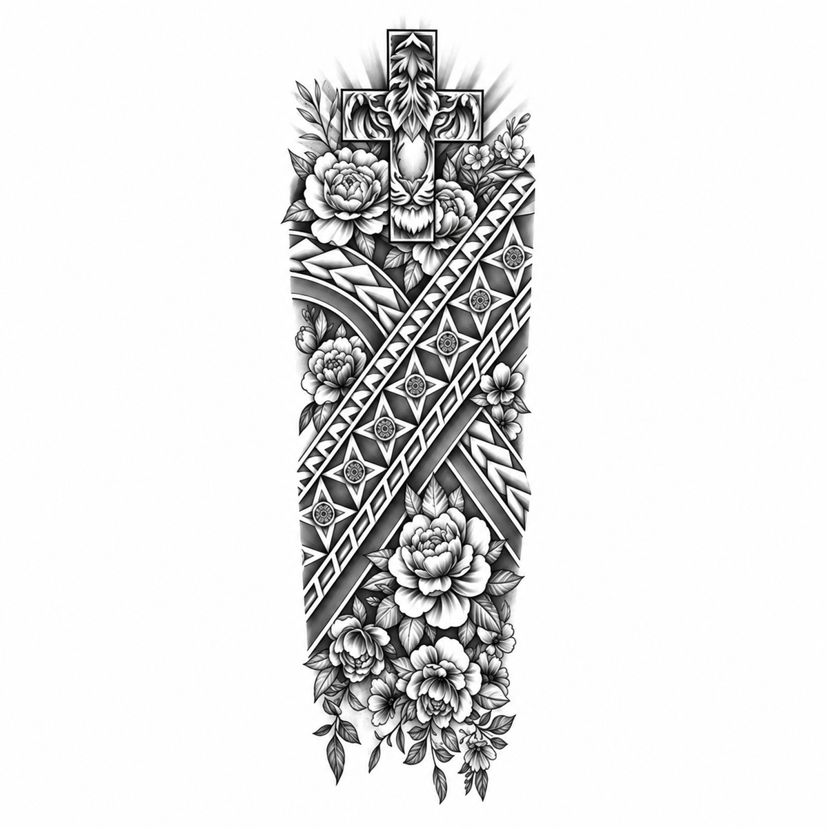 INKC GZQB-050 lichte zwart-grijze tijdelijke tattoo sleeve
