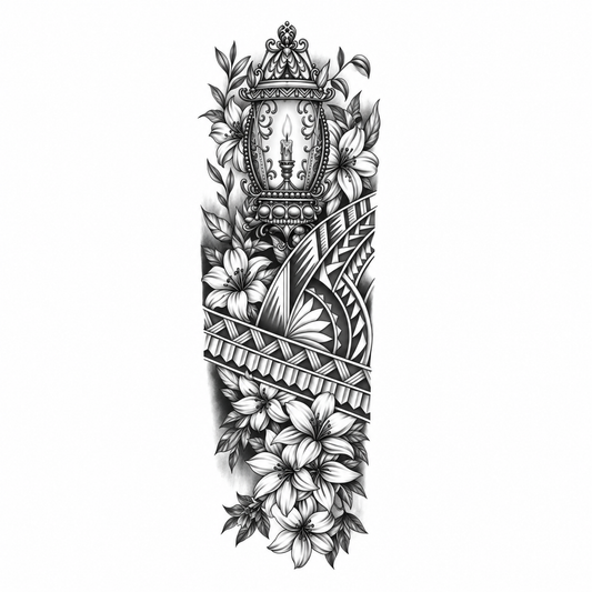 INKC GZQB-051 lichte zwart-grijze tijdelijke tattoo sleeve
