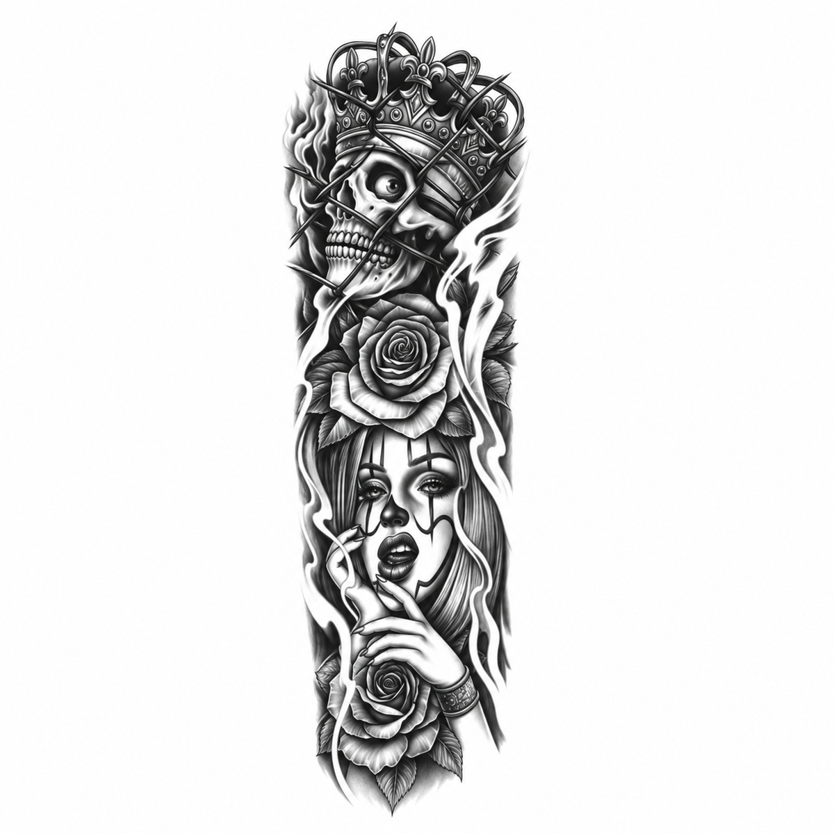 INKC GZQB-056 lichte zwart-grijze tijdelijke tattoo sleeve