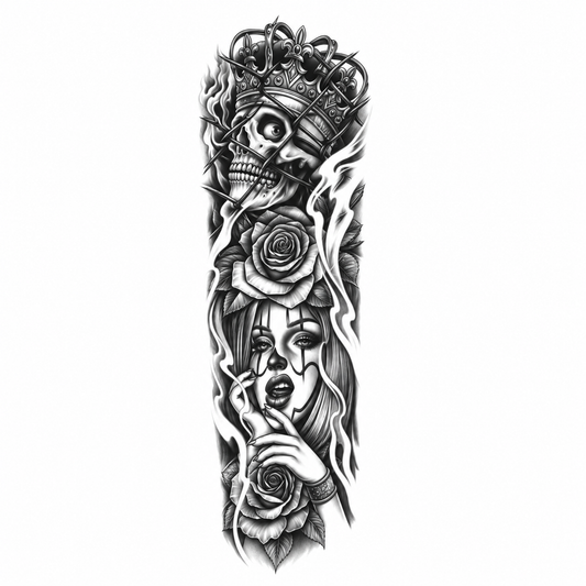 INKC GZQB-056 lichte zwart-grijze tijdelijke tattoo sleeve