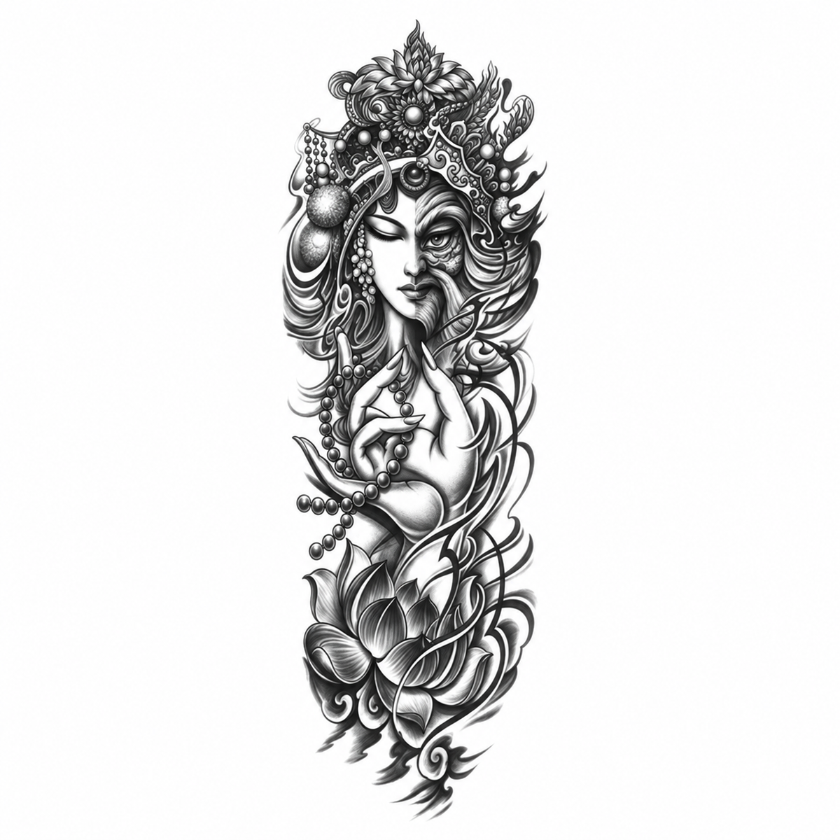 INKC GZQB-059 lichte zwart-grijze tijdelijke tattoo sleeve
