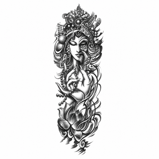 INKC GZQB-059 lichte zwart-grijze tijdelijke tattoo sleeve