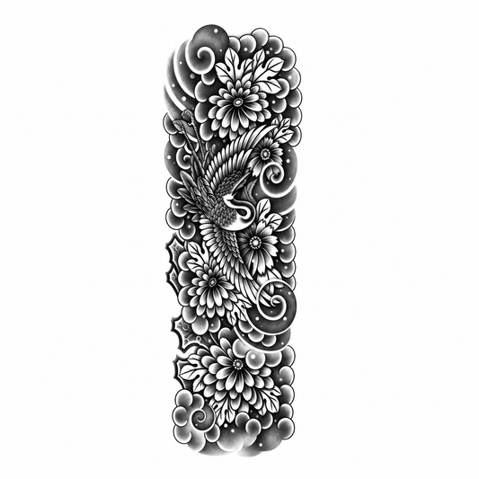 INKC GZQB-070 lichte zwart-grijze tijdelijke tattoo sleeve